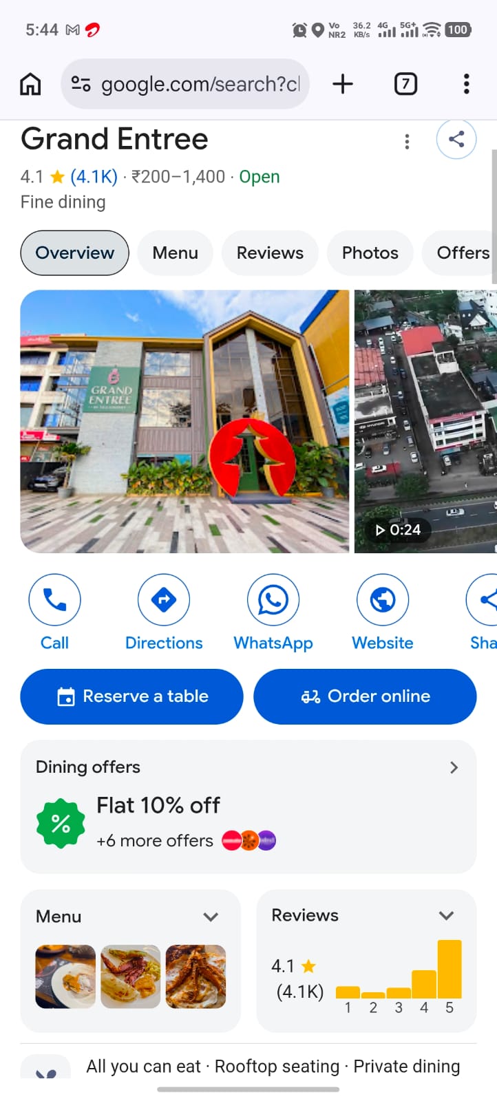 Grand Entree on Google Maps