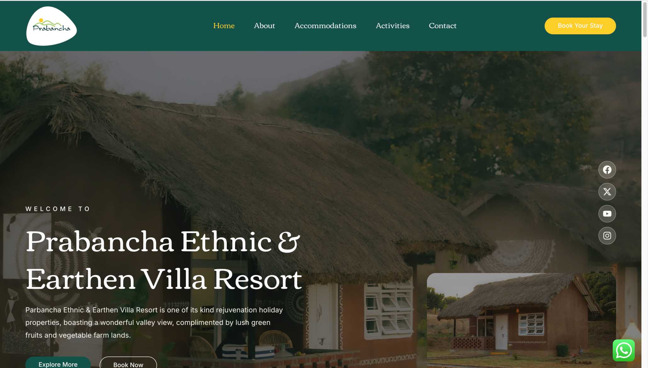 Prabancha resort website